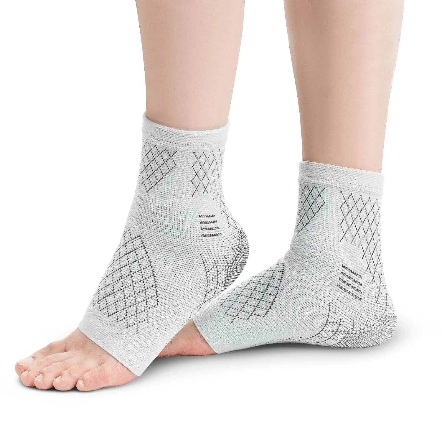 Confezione da 2: Tutore per Caviglia per Distorsioni, Calze a Compressione con Supporto per Arco Plantare per Donna e Uomo, Fascia per Tendinite di Achille