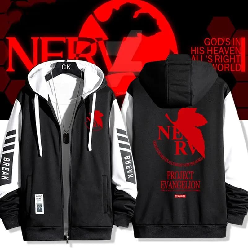 Cardigan con Cappuccio Neon Genesis Evangelion, Giacca Anime EVA-01 2D, Abbigliamento per Ragazzi, Regalo