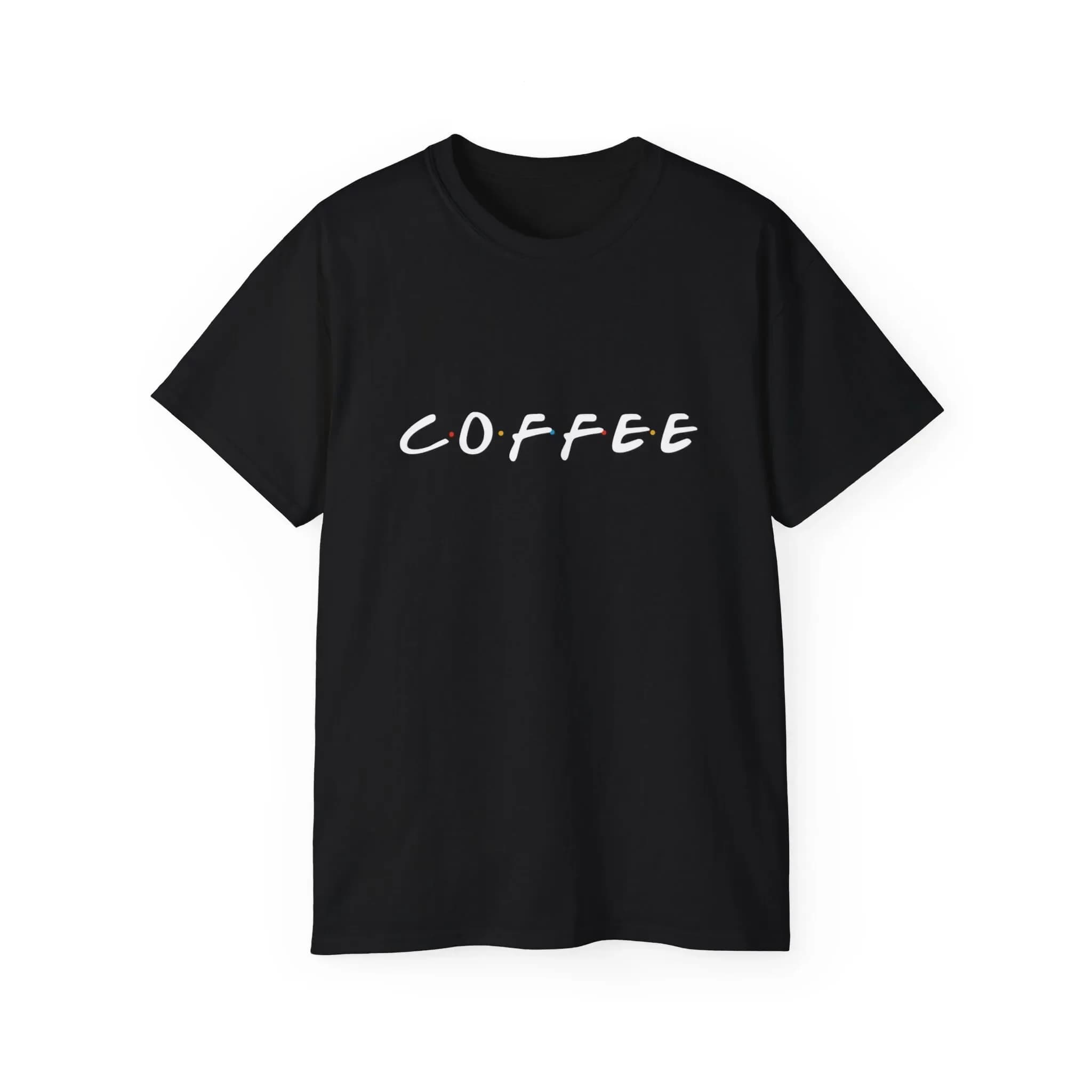 Maglietta in cotone con scritta Coffee Pop Culture Cool Font Meme