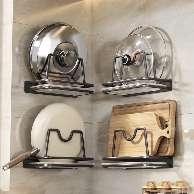 1pcs Kitchen pot lid rack wall-mounted cutting board chopping board punch-free storage rack