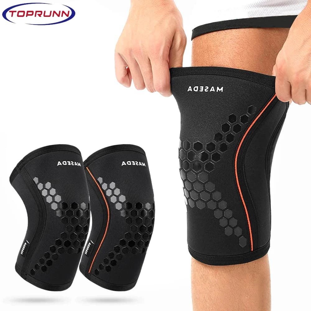 1 pz ginocchiere ginocchiere a compressione in neoprene da 7 mm, supporto per allenamento incrociato, sollevamento pesi, powerlifting, squat, basket