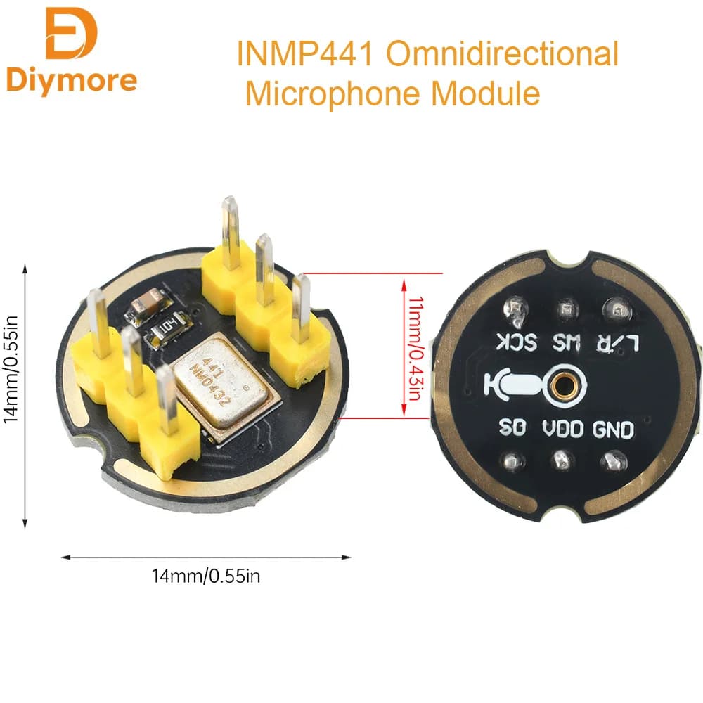 Modulo Microfono Omnidirezionale Mini INMP441 MEMS ad Alta Precisione a Basso Consumo con Interfaccia I2S, Supporta ESP32 con Saldatura a Pin