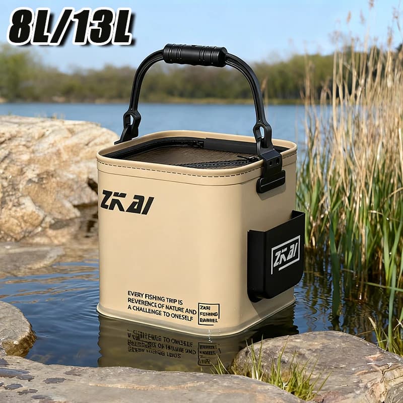 Offerta Lampo! Secchio da Pesca Pieghevole 8L/13L, Resistente, Multifunzione, Impermeabile, con Rete per Pesci Vivi, Accessori per la Pesca all'Aperto