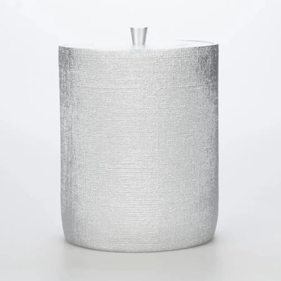 Set di Accessori Bagno in Resina Argento Collezione Lino, Lussuoso Set Taupe per Bagni Moderni, Include Cestino, Scopino WC, Portasapone