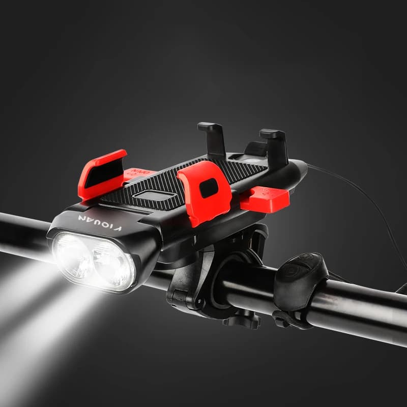 New arrival 4 in 1 front lights for rechargeable waterproof bike via USB clacson for LED bicycle with light telephone support for bicycle