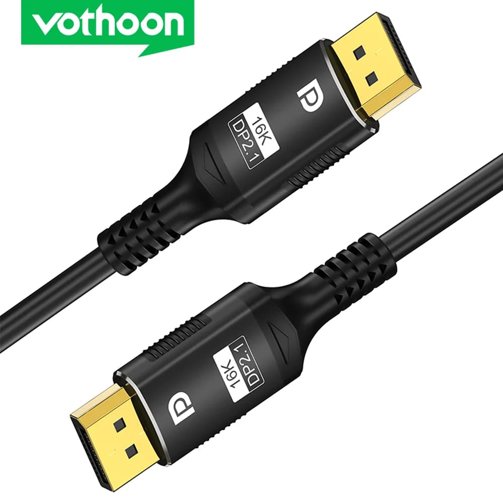 Vothoon Cable DisplayPort 2,1 DP to DP 80 Gbps Support 16K@30Hz 8K@120Hz HDR HDCP DSC1.2a Cable port braided display