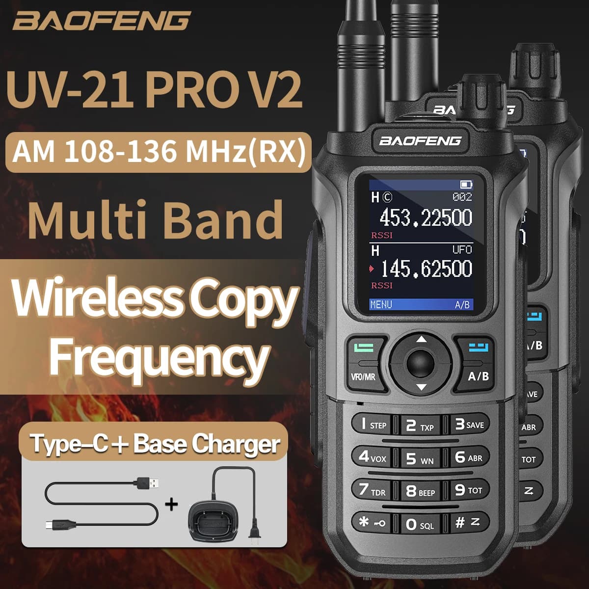 2PCS Baofeng UV-21 Pro Walkie Talkie Multi Band Wireless Copia Frequenza A Lungo Raggio 999CH AM Ad Alta Potenza UV 5R K6 5RH Ham Radio
