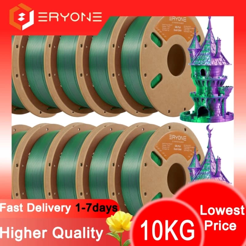 ERYONE Promotion New 2-tone PLA silk opaque filament for FDM 3D printer Change color 1,75 mm ± 0.03 Fast delivery