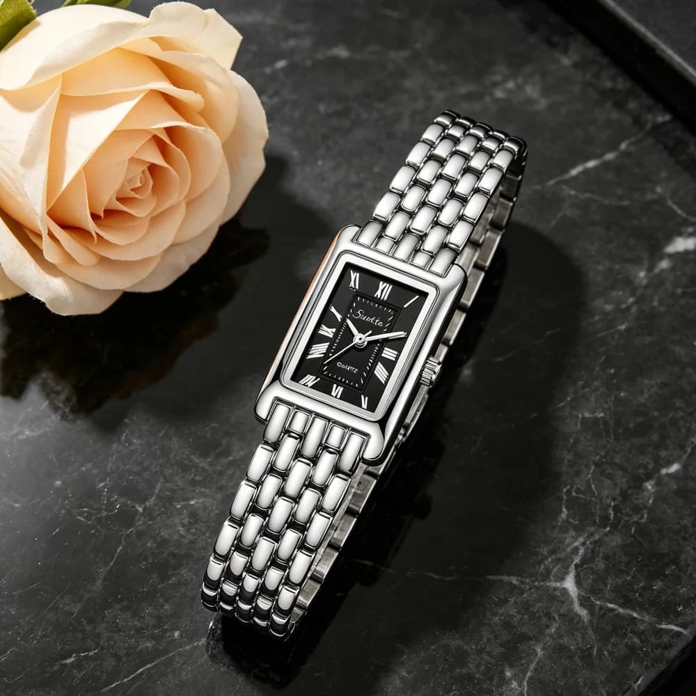 SUNKTA Nuovi Orologi di Lusso da Donna, Eleganti Orologi al Quarzo, Casual Impermeabili in Acciaio, Regali per Signore, Orologi Quadrati