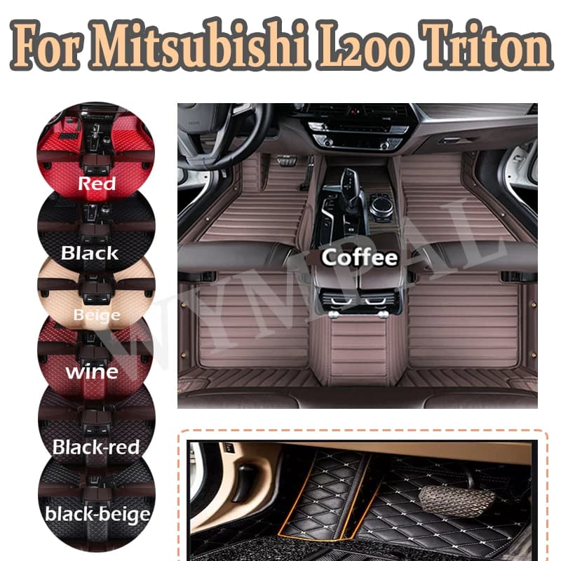 Luxury Custom Car Floor Mats For Mitsubishi L200 Triton 2016 2017 2018 Auto Automotive Leather Men Women Car Mats Full mats
