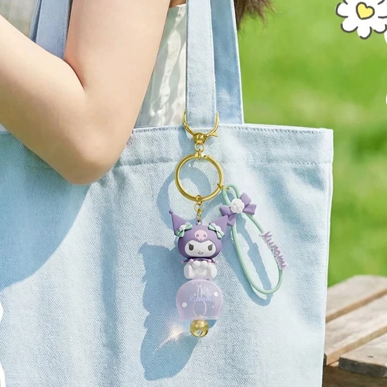 Sanrio Family Hello Kitty Kuromi Melody Pochacco Wind Chime Pendant Key Chain Bag Bell Pendant Cute Cartoon Creative Gift