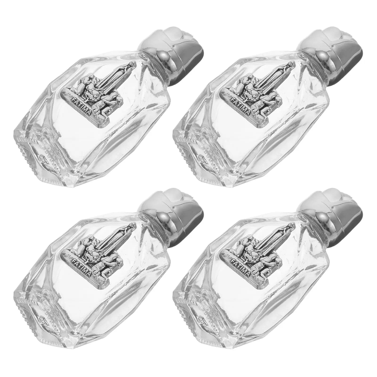 4Pcs Refillable Glass Holy Water Bottles 16Ml Tiny Clear Vials Elegant Rose Lid Baptism Decorations Religious Ceremony Decor