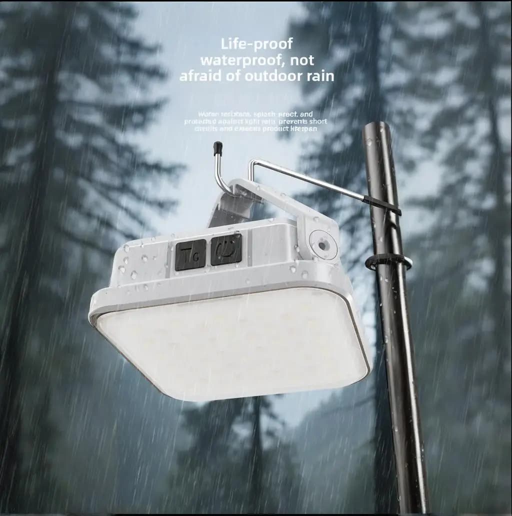 Lampada Solare Portatile da Campeggio, Luce LED di Emergenza Ricaricabile per Tenda e Lavoro all'Aperto con Display Digitale della Potenza