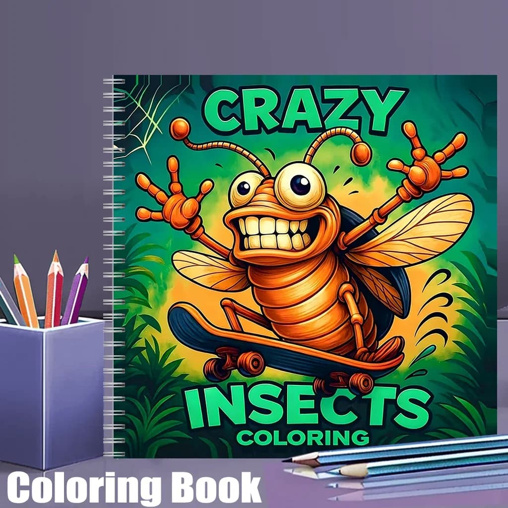 Crazy Insect Bold-easy Patterns Coloring Book for Adults Cute Drawing Book Perfect Gift for Birthday Back to School Art Supplies
