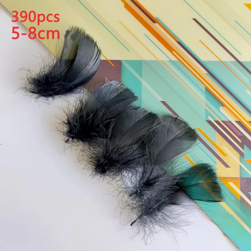5-8cm Small Feathers For Crafts Black 390pcs Hats Bulk Plumas Decoration Thin Goose Carnaval Piume Vases Trim Dreamcatcher Salon