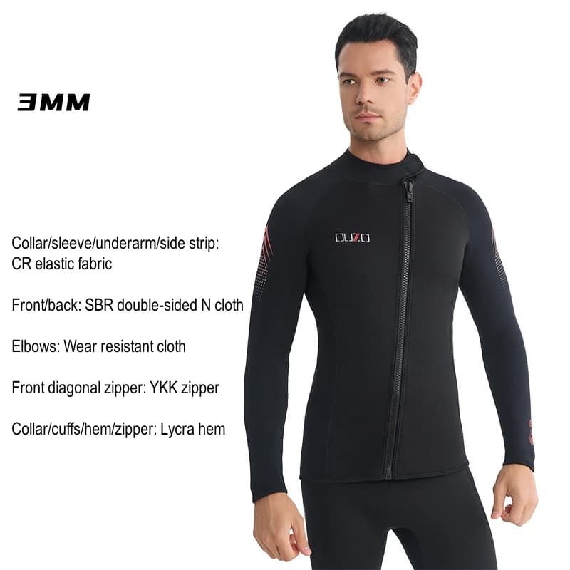 Giacca Subacquea in Neoprene 3MM per Uomo e Donna, Manica Lunga, per Mantenere il Calore, per Caccia Subacquea, Nuoto, Snorkeling, Pesca Subacquea