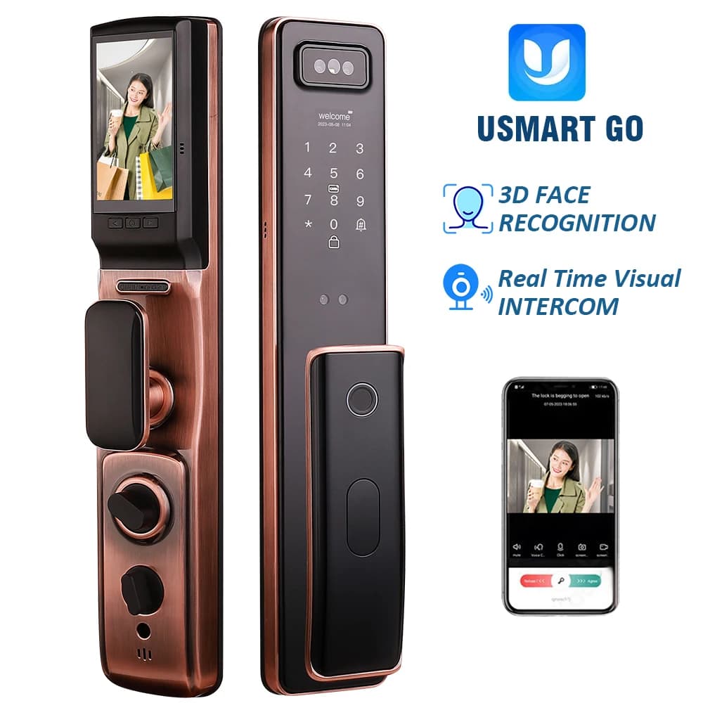 Factory Price Real Time Video Intercom Face Recognition Smart Fingerprint Lock With Camera Digital Keyless Door Lock