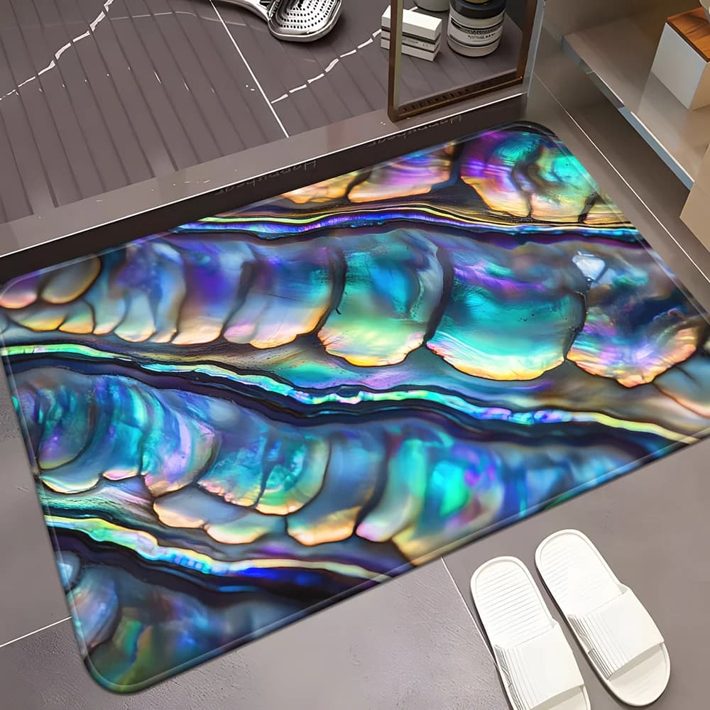 1pc Dreamy Shell Door Mat, tappetino antiscivolo per il bagno, tappeto in poliestere lavabile in lavatrice in microfibra assorbente per camera da letto