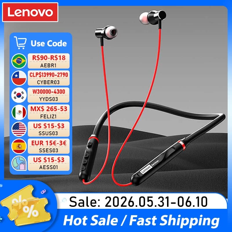 Original Lenovo Y111 Bluetooth 6.0 headphones with magnetic headset waterproof stereo racing sports wireless earphones