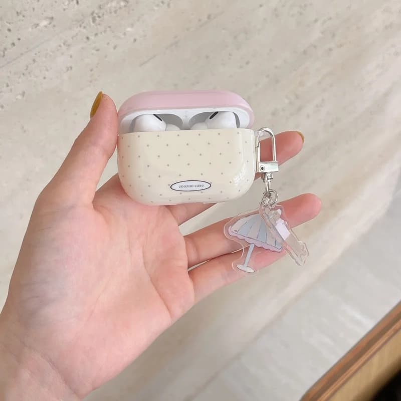 New style ins color beige pink IMD earphone case with hanging hook for Apple Airpods 1 2 Pro pro2 airpods 3 Airpods 4