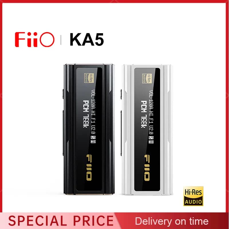 FiiO JadeAudio KA5 USB DAC Amplificatore per cuffie Doppio CS43198 Cavo audio da 3,5/4,4 mm PCM 768 khz DSD256 per Android WIN10