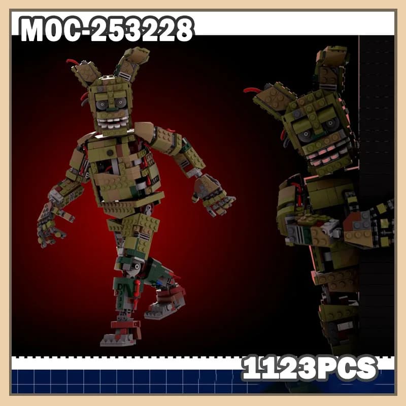 MOC-253228 Kit Educativo di Costruzioni Creative MOC, Giocattolo Springtrap, Divertente Set da 1123 Pezzi, Figura di Dinosauro, Regalo di Compleanno