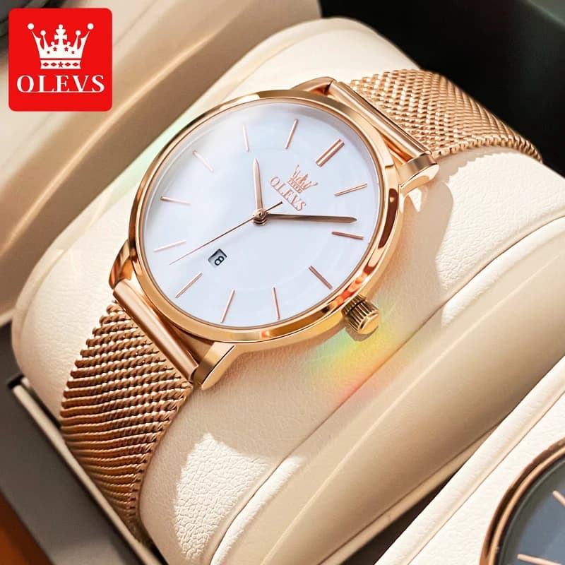 Orologi OLEVS per donna orologio impermeabile al quarzo orologio da donna di lusso in acciaio inossidabile Set regalo in oro rosa