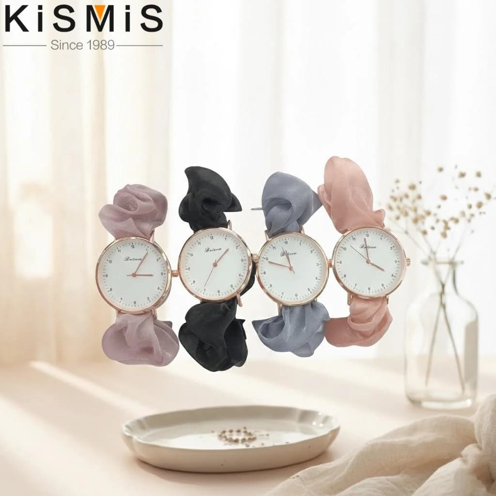 Orologio al Quarzo Elegante da Donna con Cinturino in Tessuto Colorato Senza Chiusura, Orologio Digitale per Studentesse, Design alla Moda con Nastro
