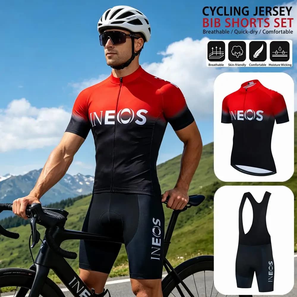 2026 INEOS Bicycle Short Sleeve Cycling Clothing Man Uniform Sportswear Bib Clothing Mtb Pants Mountain Shorts Laser Cut Clothes