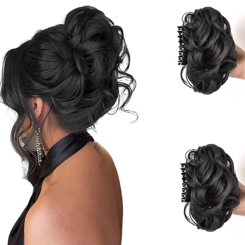 Chignon per capelli ricci disordinati per donna Clip corta riccia nelle estensioni dei panini per capelli Onda sintetica Updo Bun Coda di cavallo Uso quotidiano