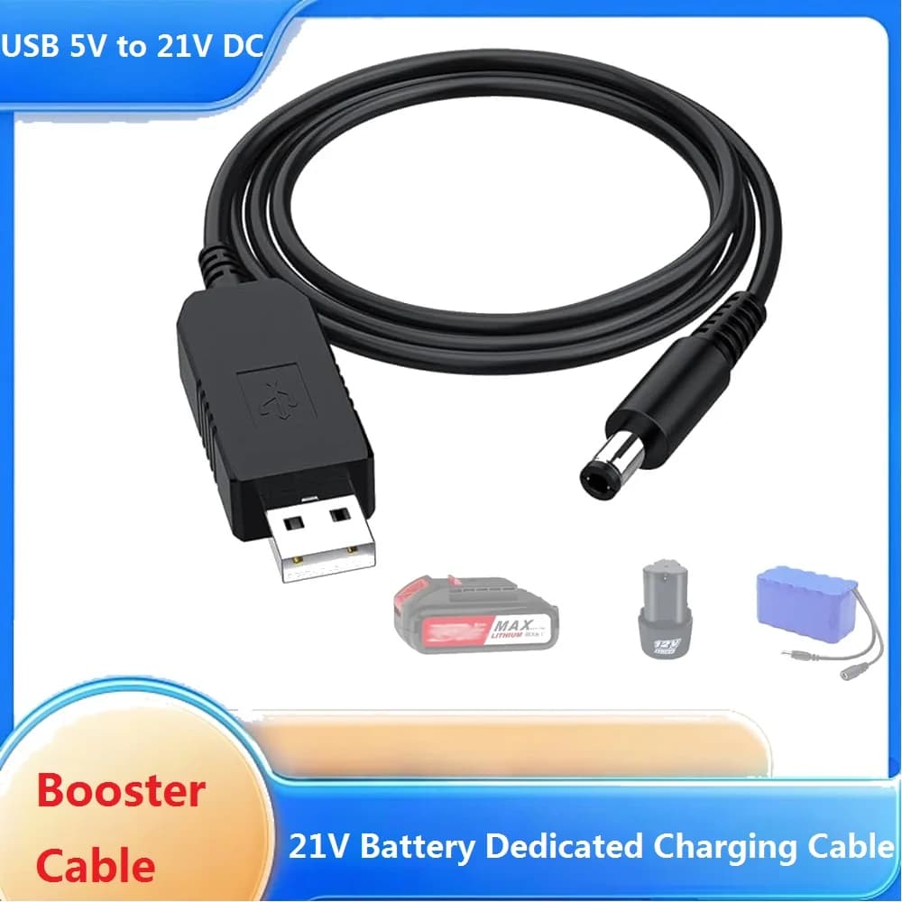 5V to 21V Boost Cable 21V Li-ion Battery Dedicated Charging Cable DC 5.5x2.5mm Interface USB Adapter Cable Connecter