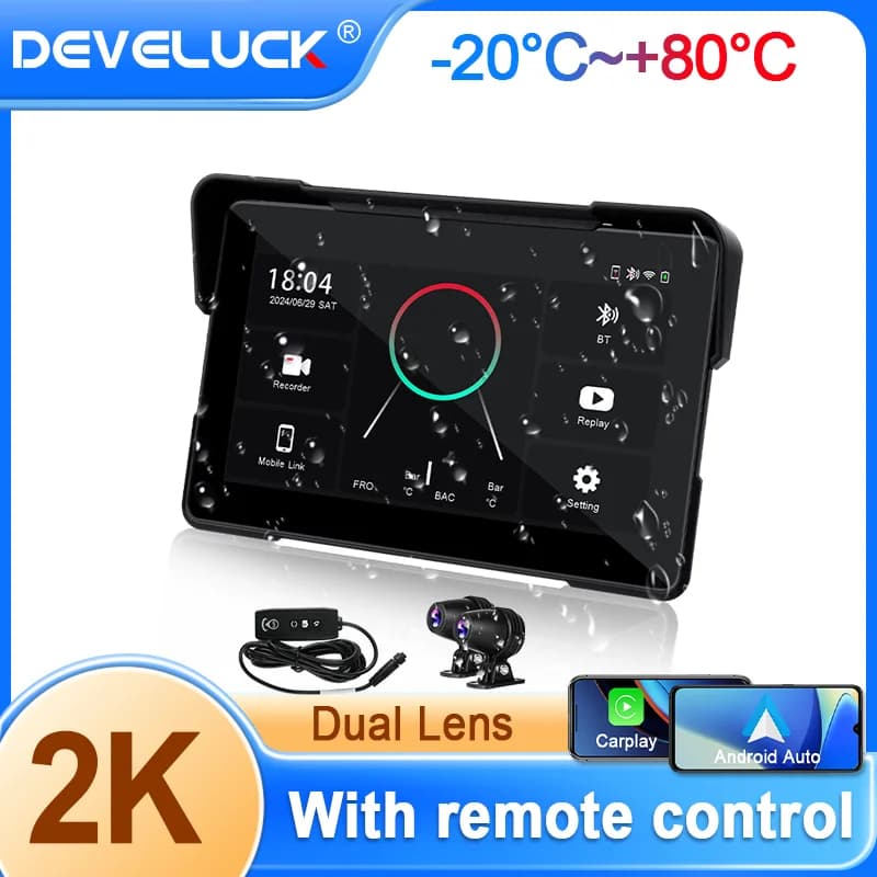 Telecamera per moto 2K Carplay Moto DVR Scatola nera Navigazione GPS Cruscotto digitale Accessori interfono Videoregistratore impermeabile