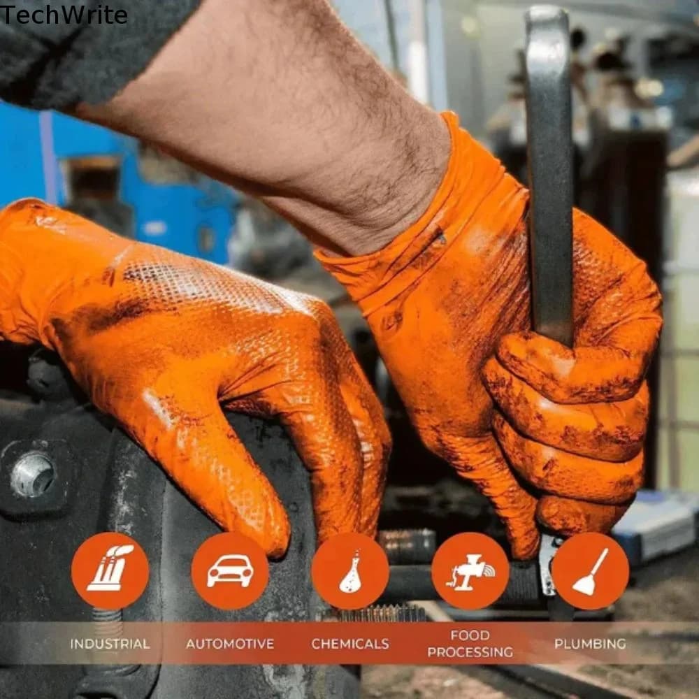 Disposable Black Color Nitrile Gloves Diamond Textured Latex Free Disposable Gloves Raised Texture Mechanic Gloves Men Use