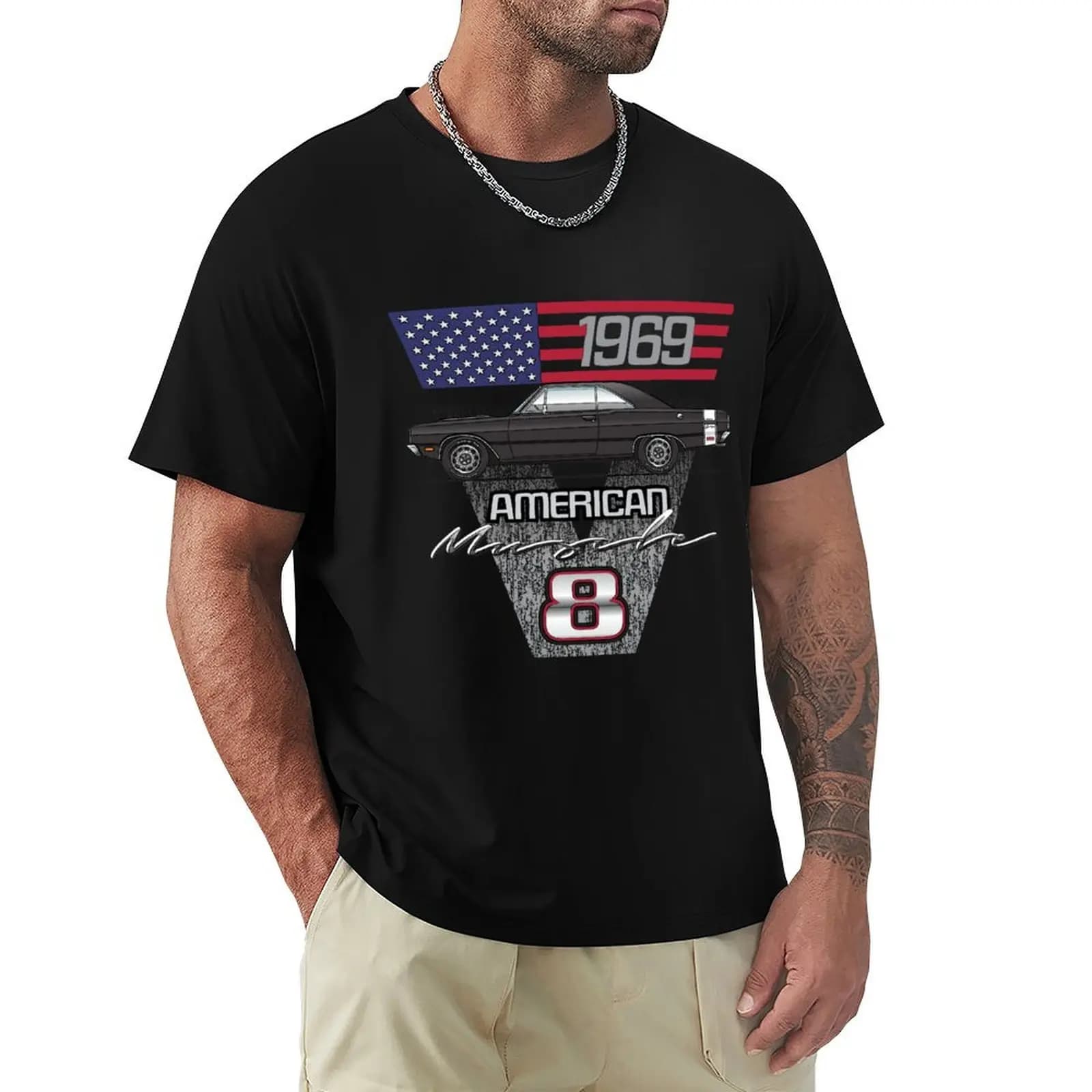 1969 black dart T-Shirt Work Daily Short Sleeve Top