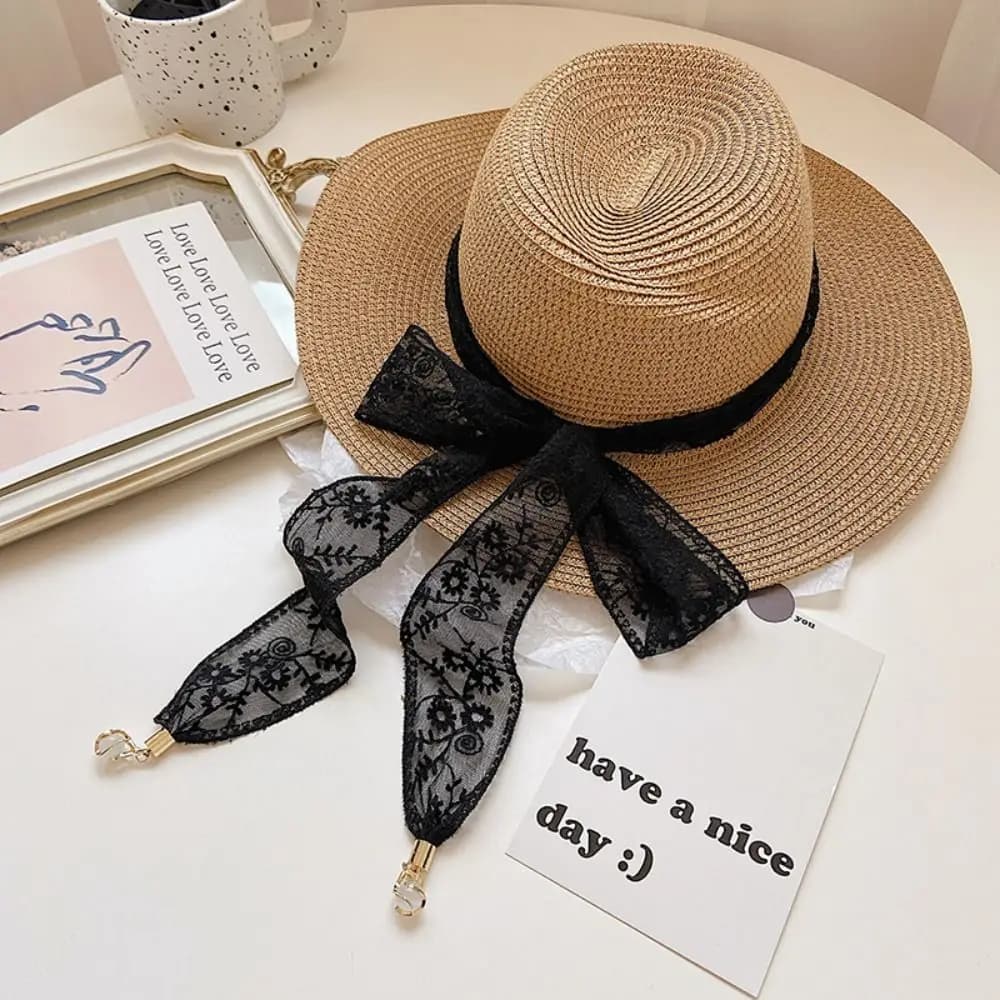 Flower Lace Ribbon Hair Scarf Transparent Dressing Decoration Braids Headband Neckerchief Korean Style Long Neck Scarves Wedding