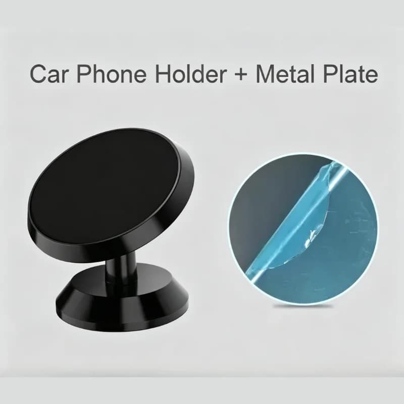 Magnetic Car Phone Mount 360 Degree Rotatable Dashboard Holder with Metal Plate for Universal Mobile Phone Navigation Use