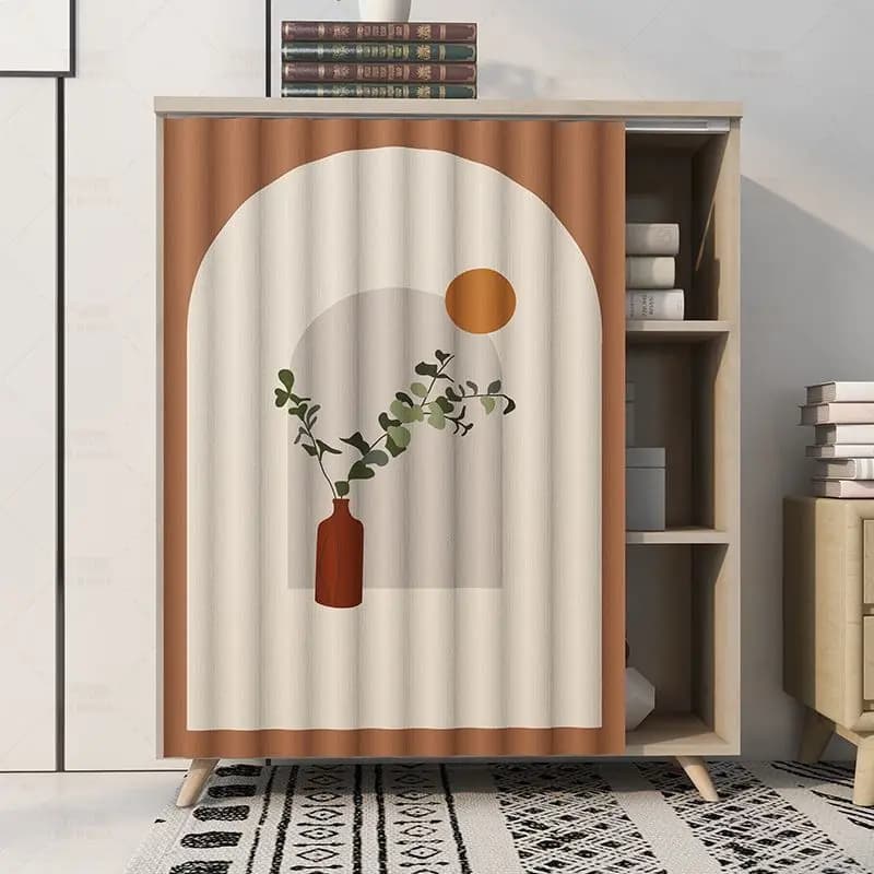 VIKAMA Cabinet Cover Curtain, Washing Machine Sun Shade Cover, Balcony Dust Proof Curtain, Thick Cotton Linen Divider