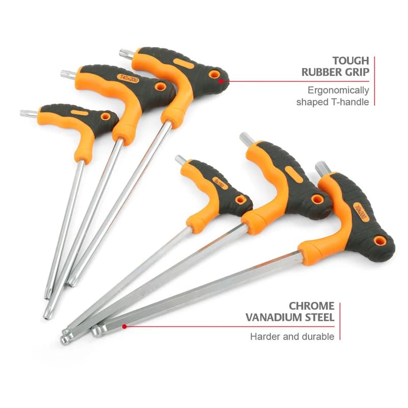 S2 T10 T15 T20 T25 T27 T30 T40 T45 T50 8pc T Maniglia Torx Star Chiave Set Torx Driver Cacciavite Set Bici Bicicletta Strumento