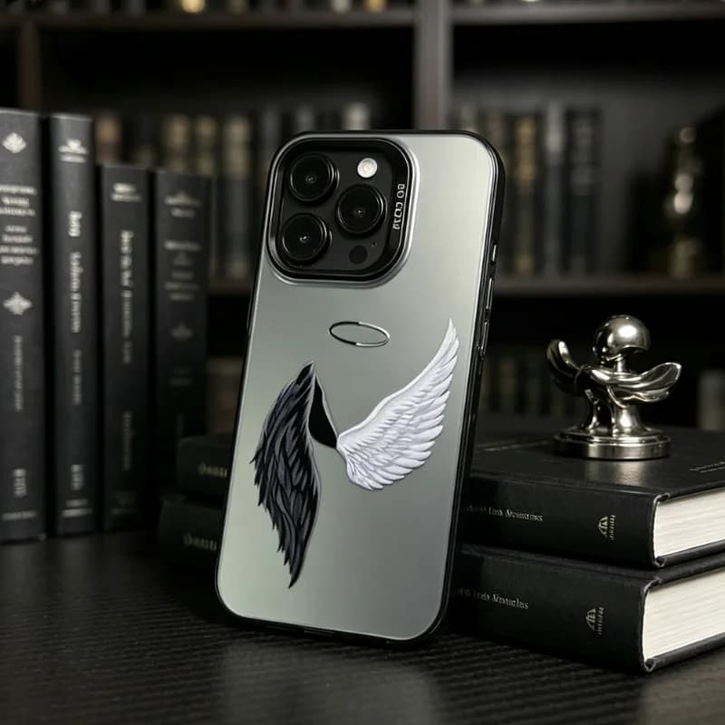 Black White Angel Devil Wing Pattern Phone Case For iPhone 17 16 15 14 Plus 13 12 11 Pro MAX 17 Air 16E Shockproof Phone Cover