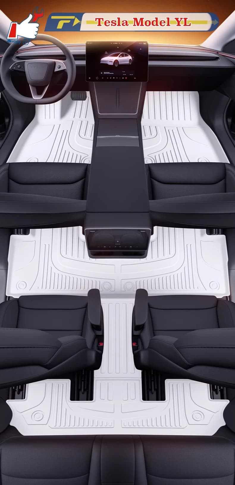 Tappetino per auto con guida a sinistra per Tesla Model Y L 6 posti 2026, tappetino completamente avvolgente, rivestimento per pavimento, moquette impermeabile