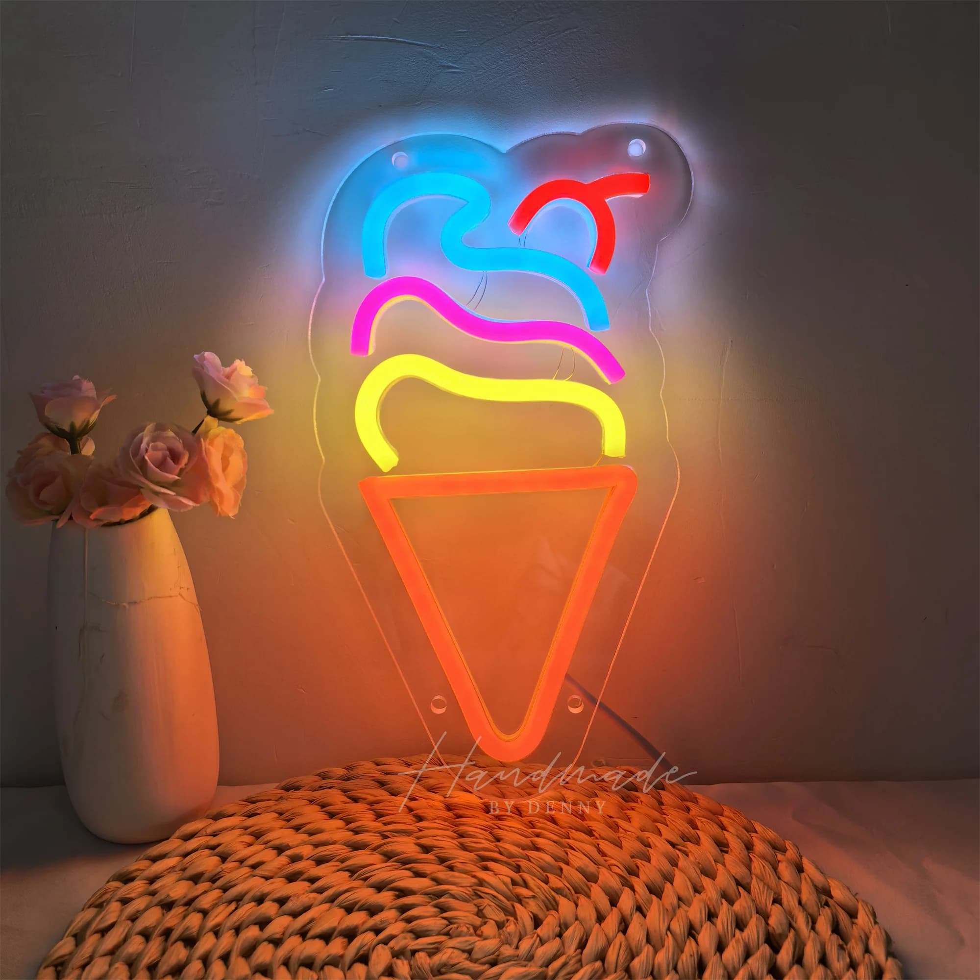 Insegna al Neon a Forma di Gelato per Decorazione Murale, Insegna LED al Neon per Negozi, Caffetterie, Bar, Uffici, Camere da Letto, Ristoranti, Decorazioni per Feste