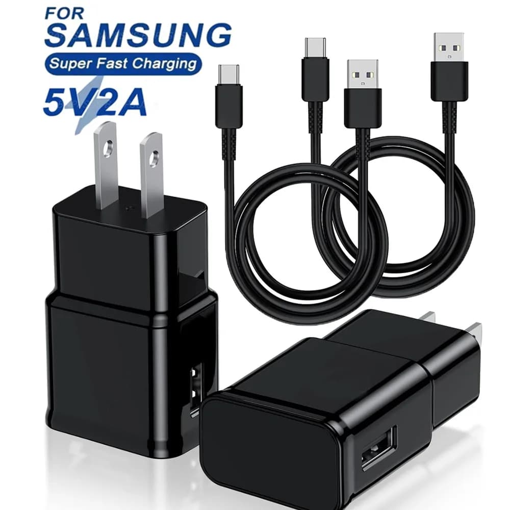2A 5V Quick Charger for Samsung Galaxy S24 Ultra S23 S22 S21 S20 Note 10 20 Plus A54 A53 Fast charging cable from USB to C type