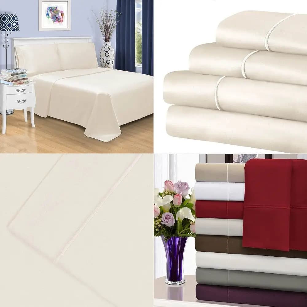 Set di Biancheria da Letto per Hotel, Misura Cal King, 8 Pezzi, 300 Fili, 100% Cotone, Piumino, Righe Bianche