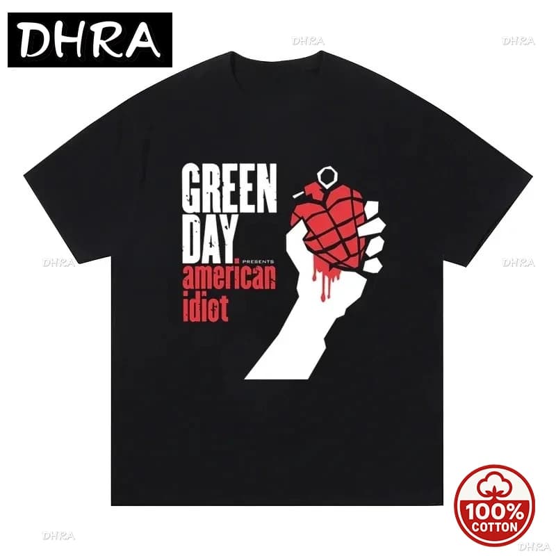 T-shirt a maniche corte Greenday, abbigliamento per concerti, moda rock europea e americana, t-shirt casual da uomo e da donna