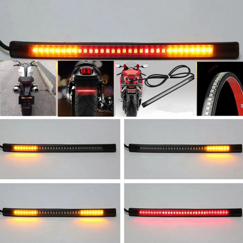 Targa flessibile per moto, luce a LED, freno di coda, indicatore di direzione, universale, impermeabile, con nastro adesivo biadesivo