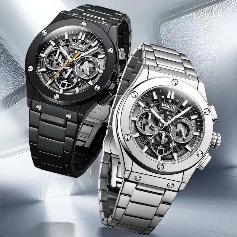 Mark Fairwhale 5037 Fashion Men's Quartz Watch Waterproof Night Light Pointer Luxury Business Timing Steel Belt Watches for Man