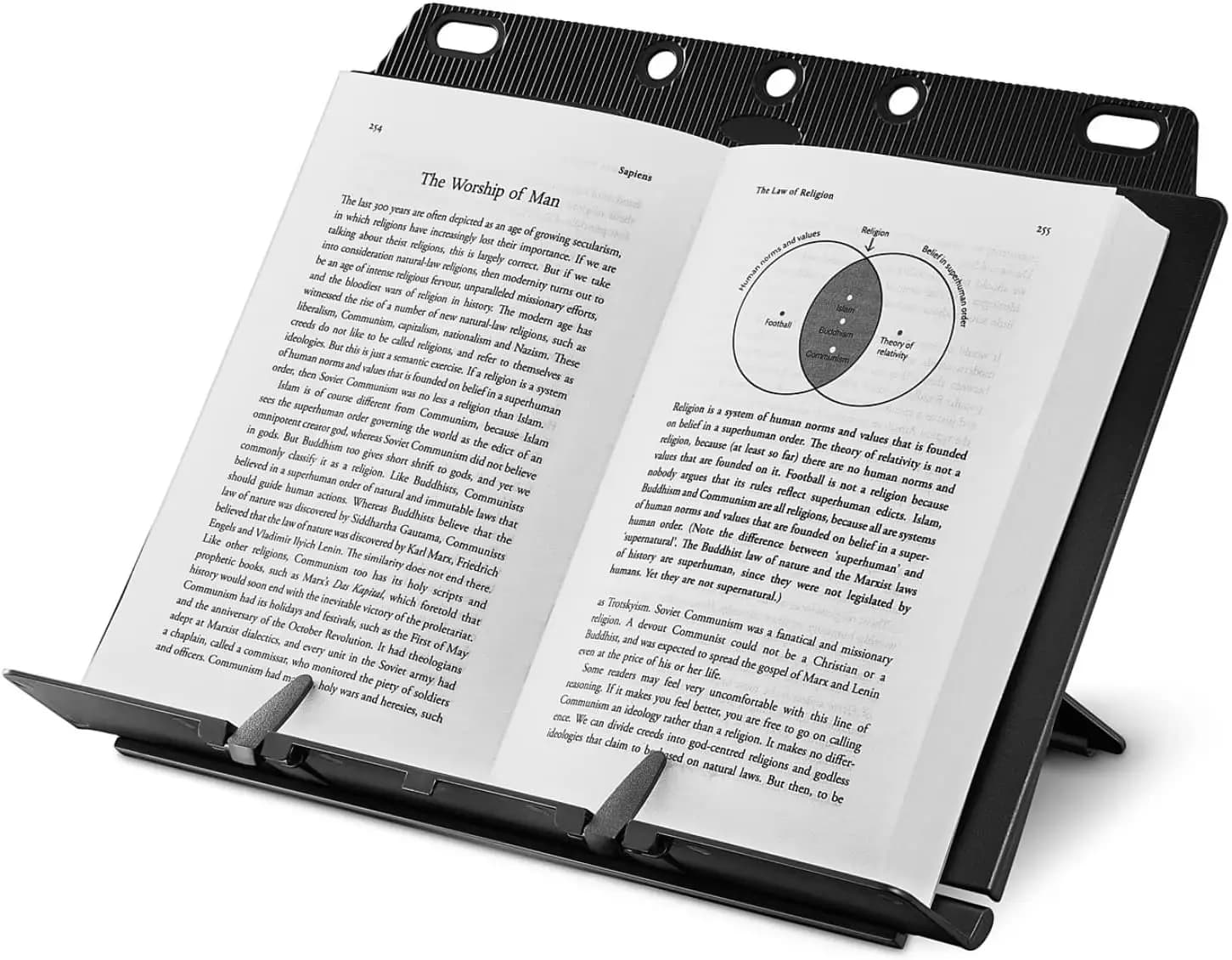 Supporto per Libri Pieghevole, Porta Libri Richiudibile per Lettura a Mani Libere, Cucina, Tablet e Documenti, Leggero e Portatile (Nero)