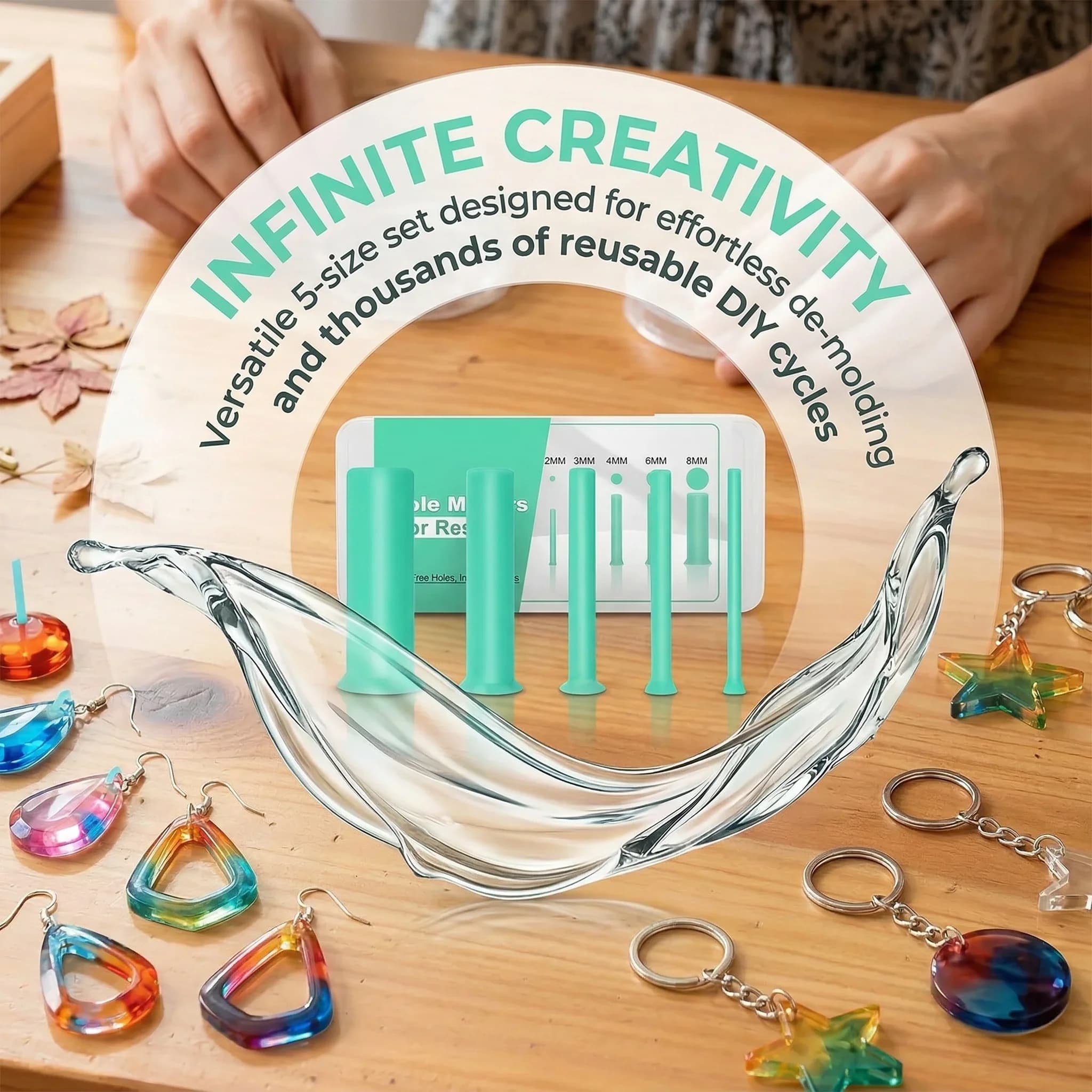 Kit di 35 Pezzi per Apertura Fori in Resina 2-8mm, Set di Utensili per Creazione di Gioielli, per Resina Epossidica UV, Fai-da-Te, Portachiavi, Ciondoli, Stampi in Silicone, Accessori per Artigianato