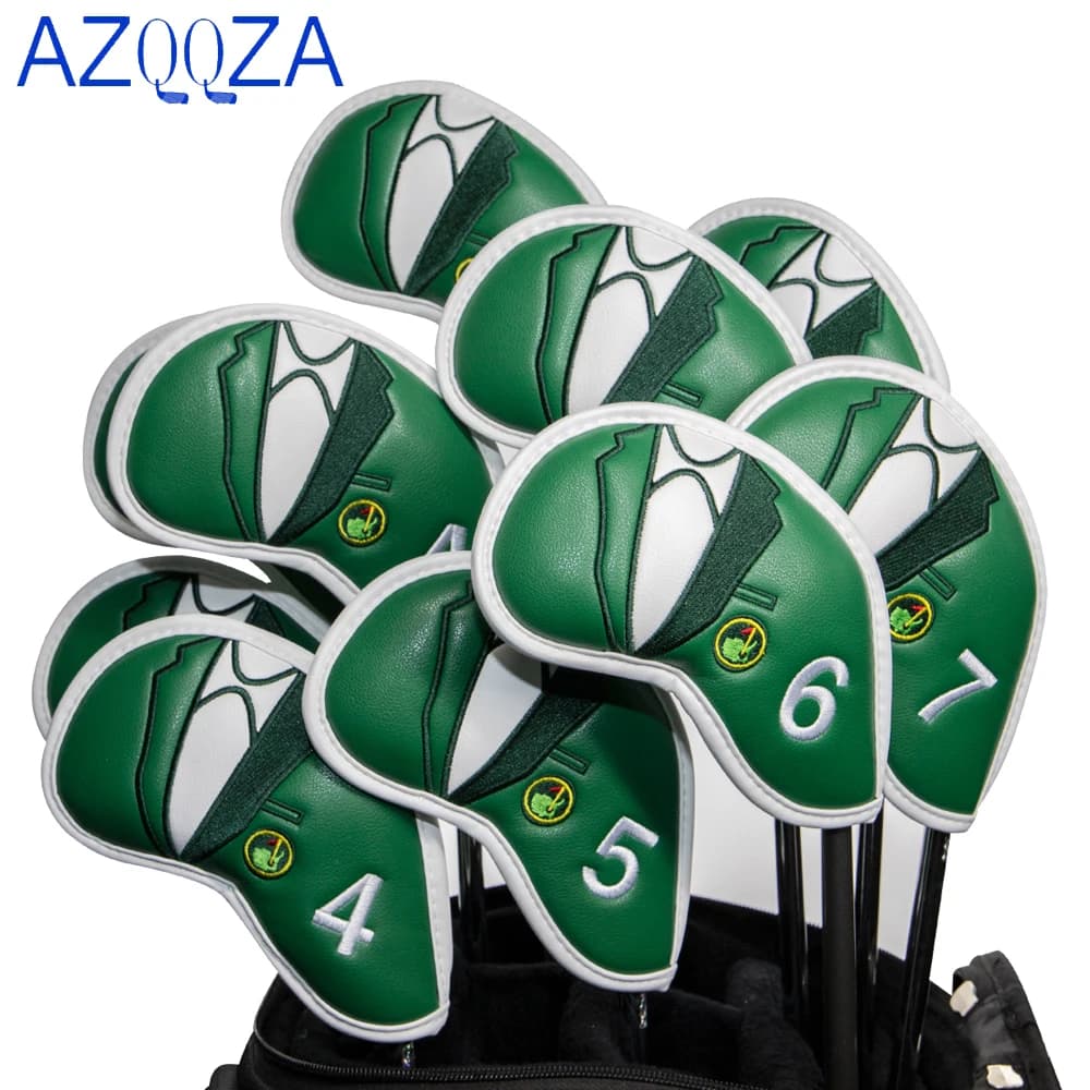 10Pc Green Jacket Golf Iron Head Covers cunei cover 4-9 ASPX Golf club head Covers Golf headcover driver wood Putter headcover