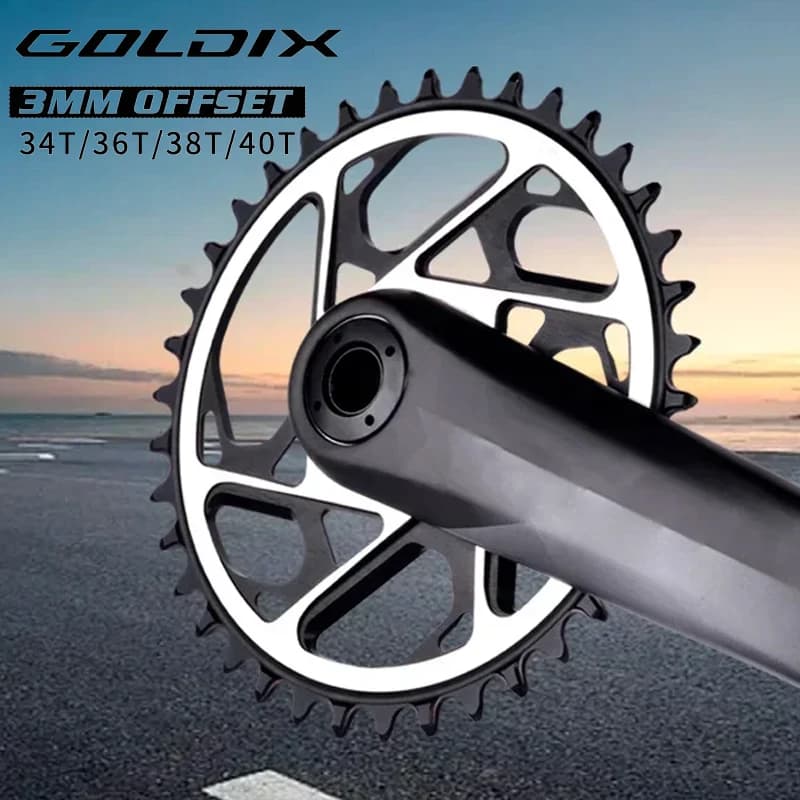 GOLDIX Corona CNC cava stretta a 3 bulloni con offset da 3 mm: alluminio 7075, 34T/36T/38T/40T per MTB SRAM